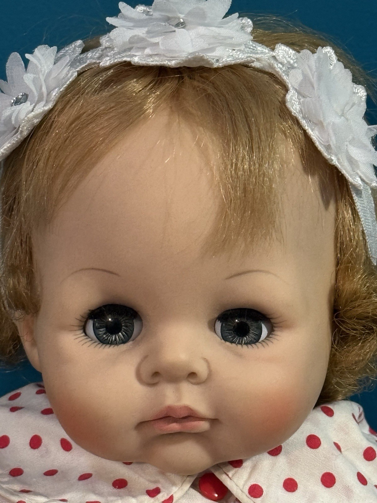 18″Mme Alexander PUSSYCAT Doll VTG 1965 Strawberry Blonde/ Blue Dressed EUC