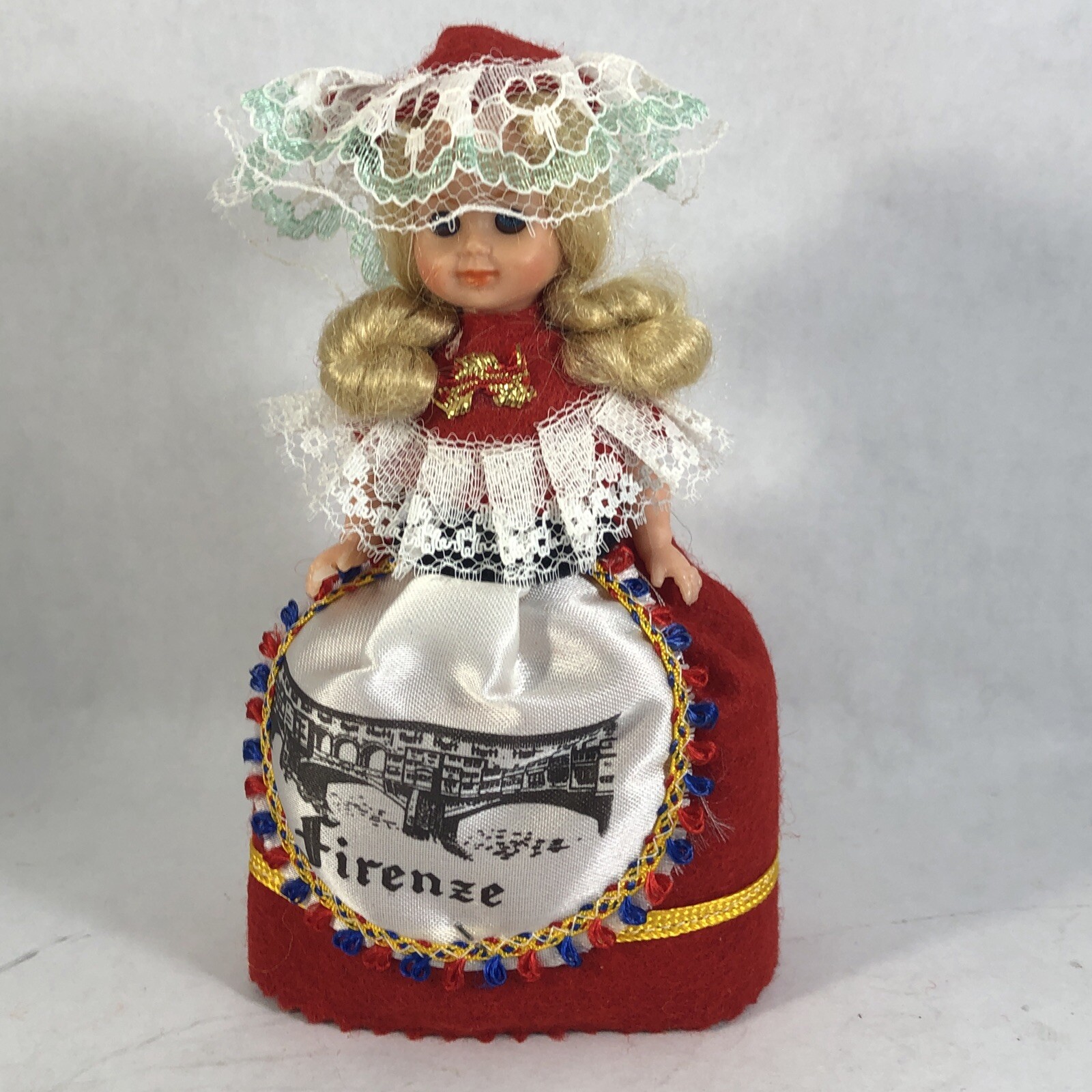 Firenze Italy Souvenir Doll Traditional Dress 5 in. Plastic Doll Vintage