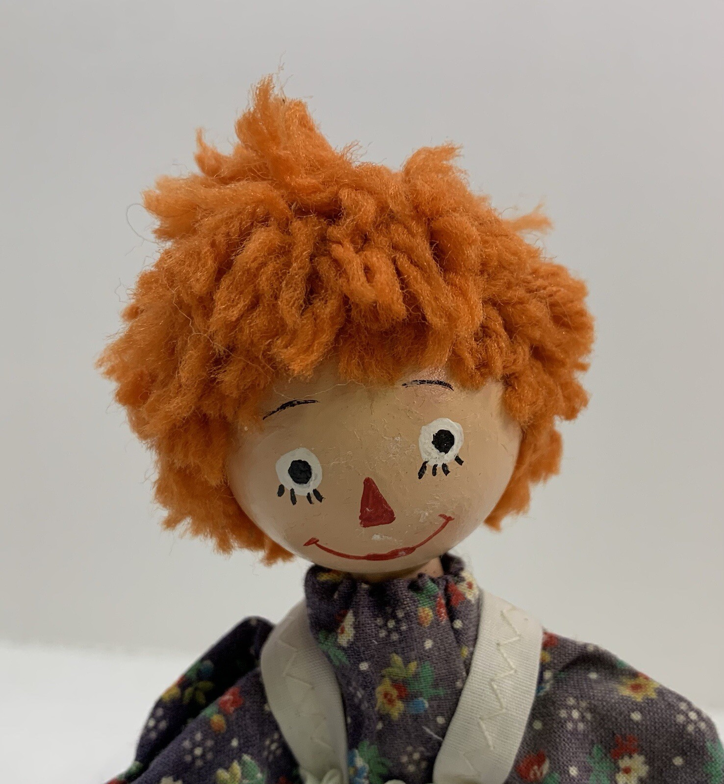 Wood Clothespin Raggedy Ann Doll 8″ Tall Vintage Handmade Handpainted