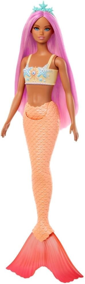Barbie Mermaid Doll with Pink Hair, Soft Orange Tail and Headband Accessory