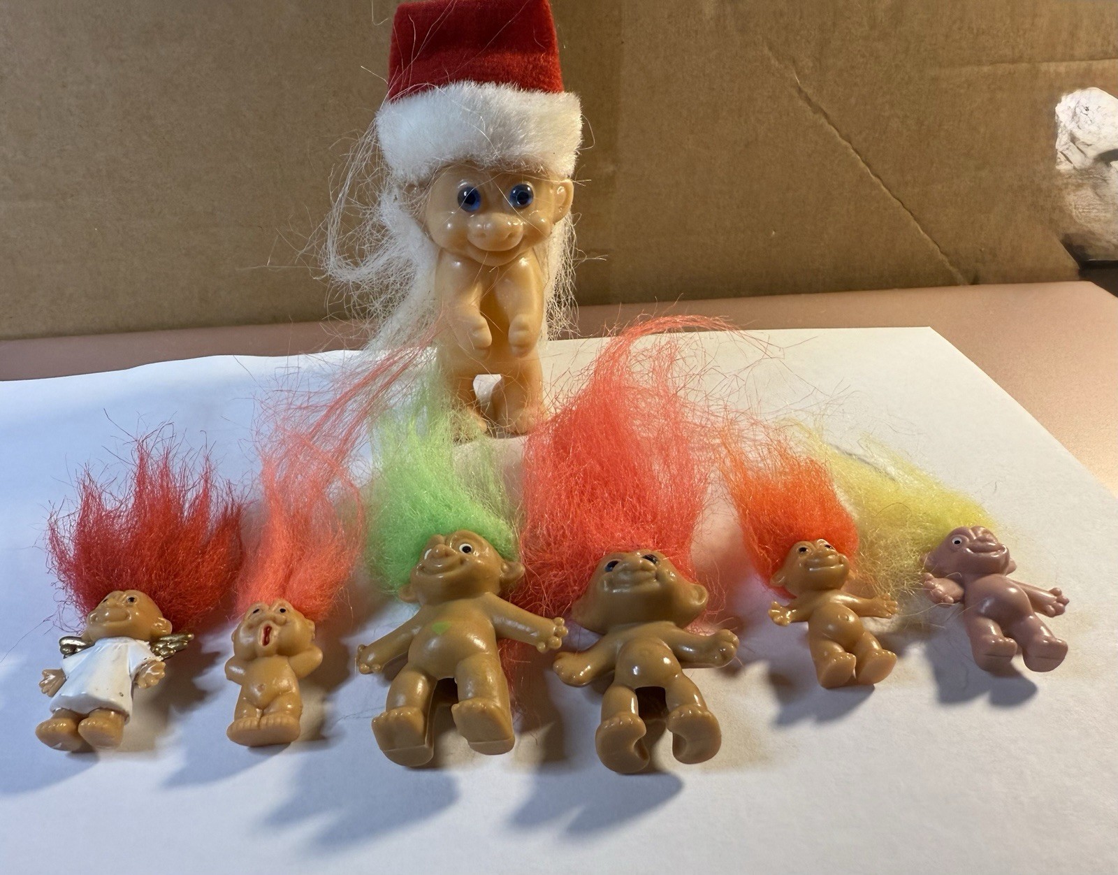 Vintage Lot of Mini Trolls Including 2 Pencil Toppers & 1 Gripper Santa Troll
