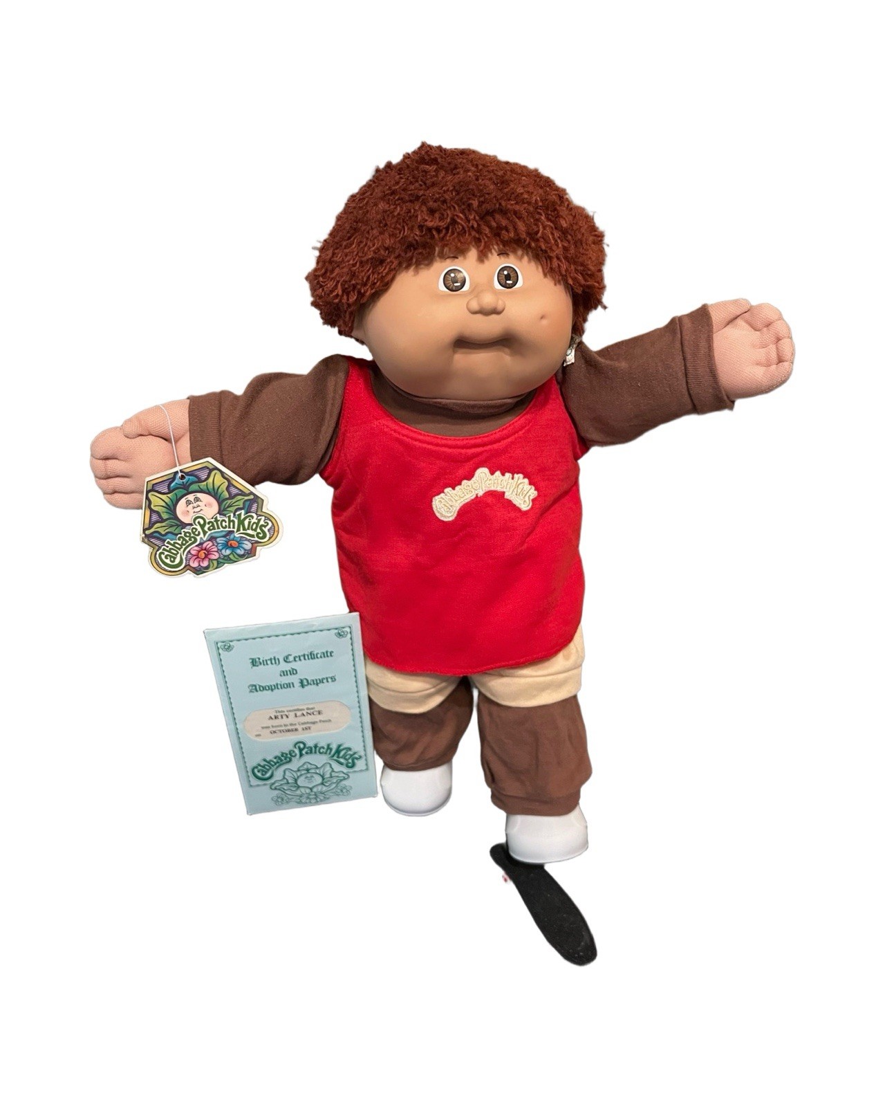 1986 Cabbage Patch Kids, Auburn Shag, Brown Eyes, Dimple, HM3, OK, Tracksuit, Sk