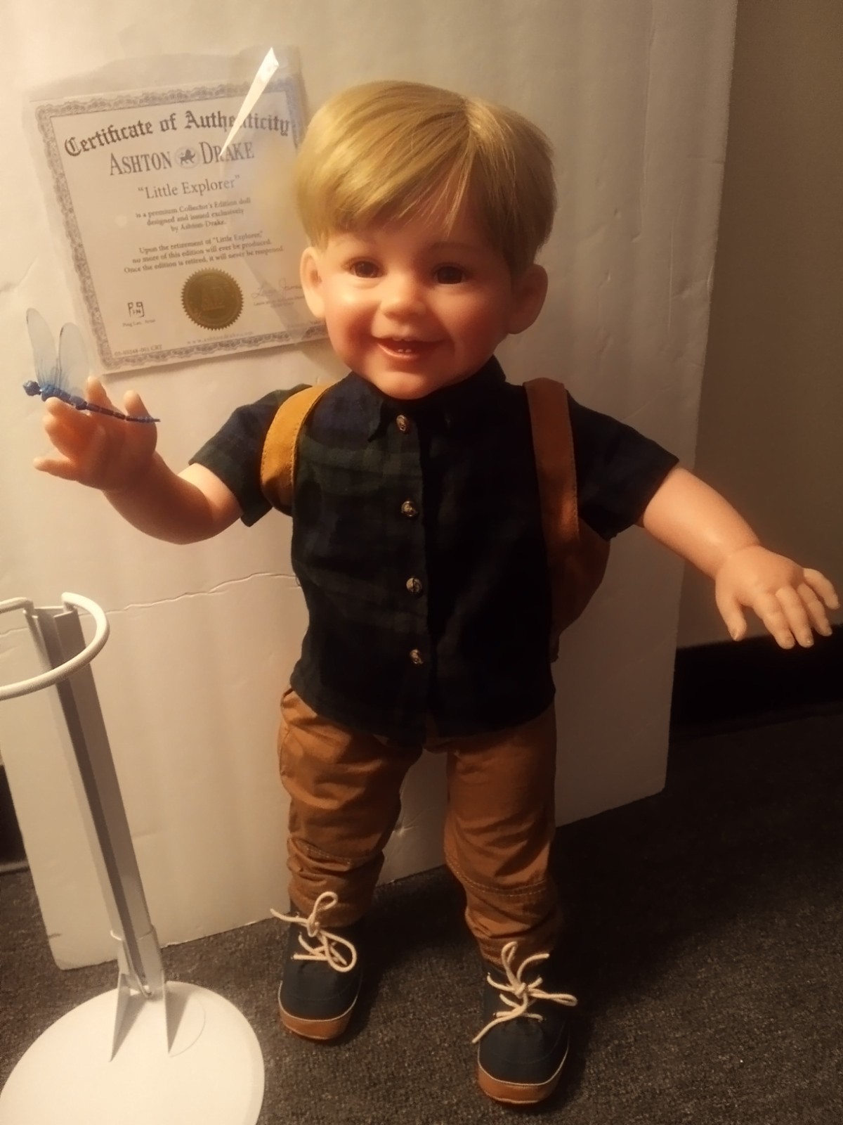 Ashton Drake Little Explorer Liam . Artist Ping Lau. Cute boy doll .