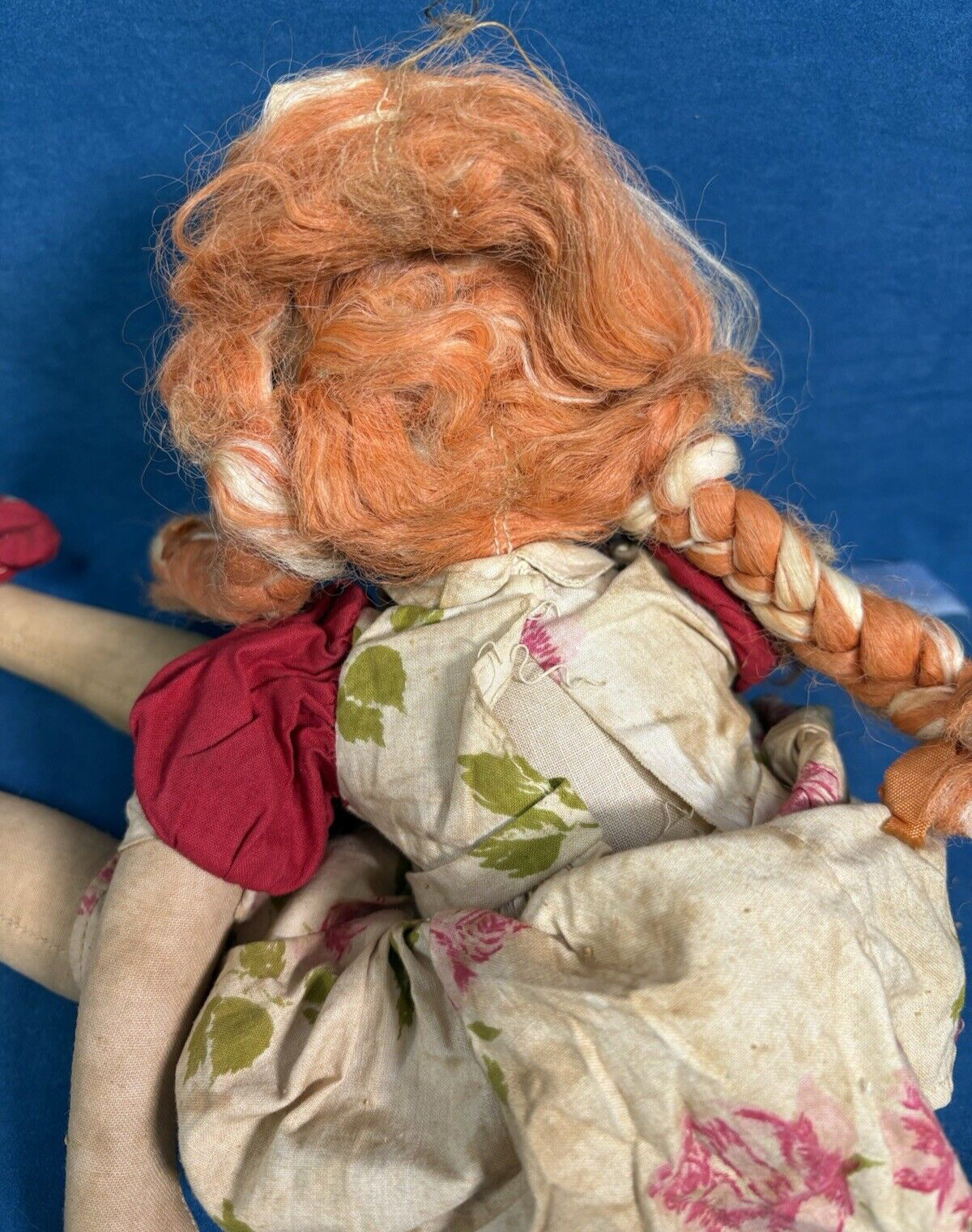Vintage Plastic Hand Painted Face & Cloth Sawdust Fabric Body Doll