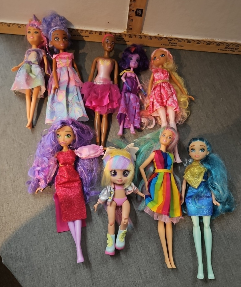 Lot of 9 Random Barbies & Other Dolls With Clothing Lot of 9 Dolls Mixed Lot