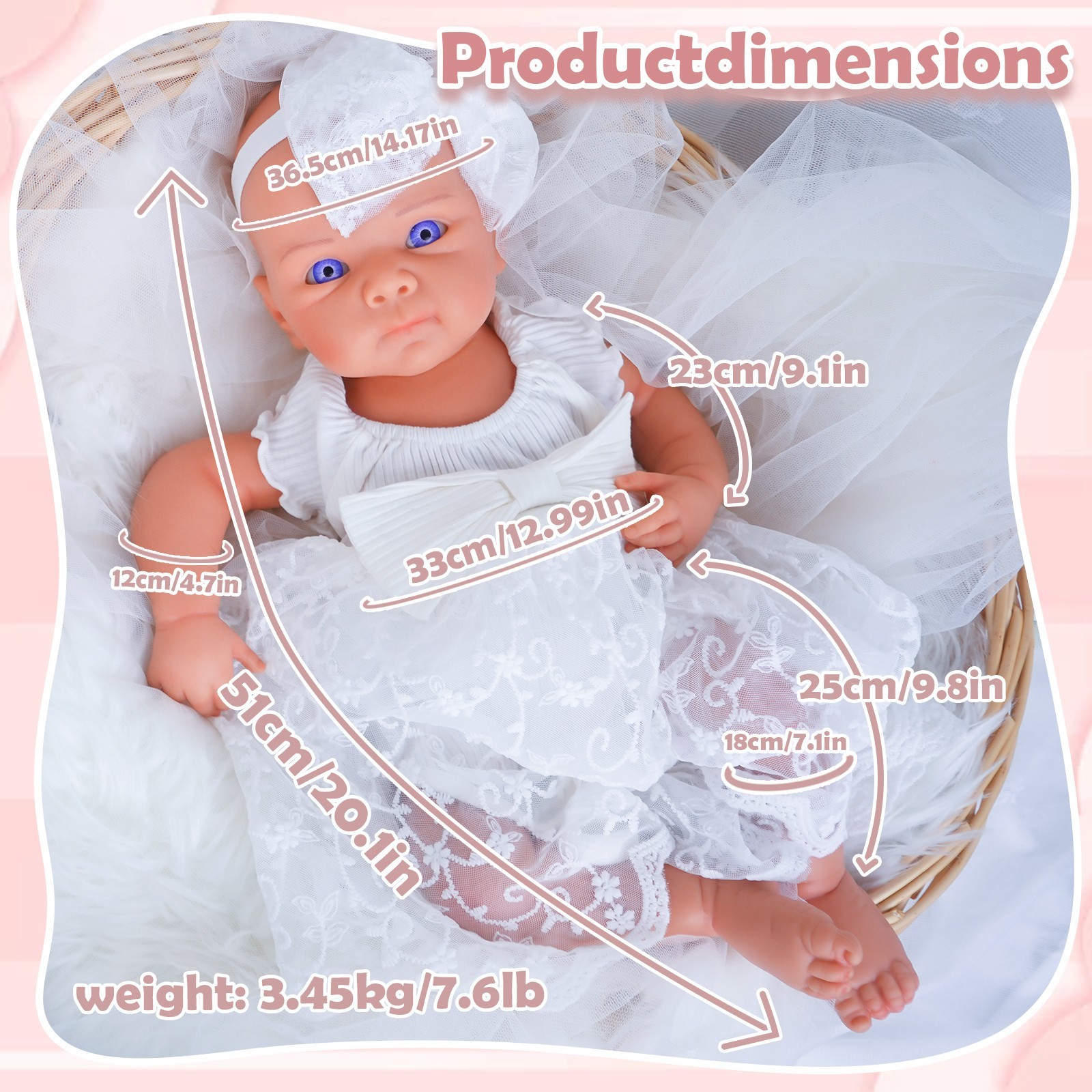 20.1” solid silicone doll silicone reborn doll silicone girl doll toys gifts