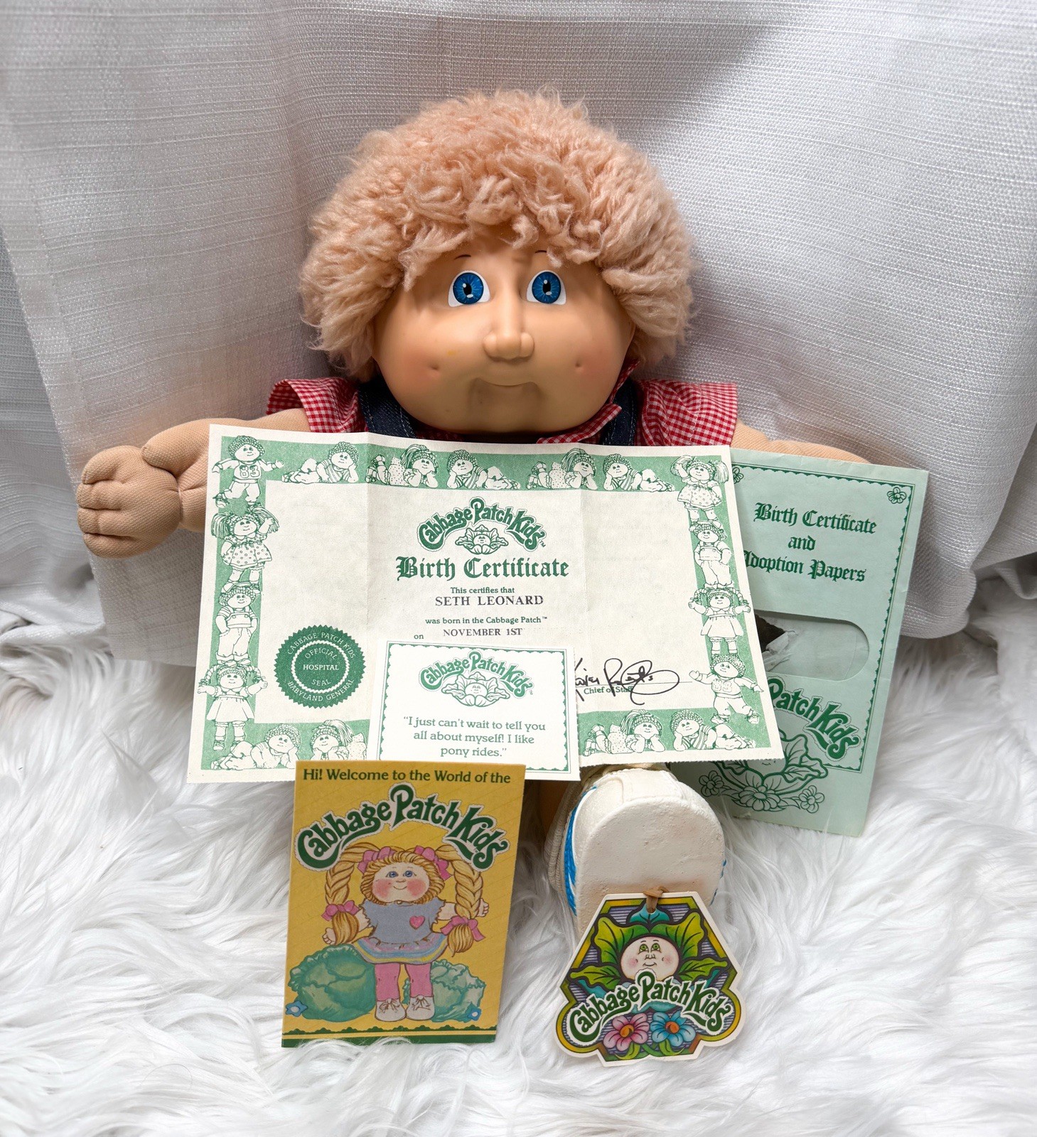 1983 Vintage Cabbage Patch Kids Doll Signed Xavier Roberts w/ Papers Tag Coleco