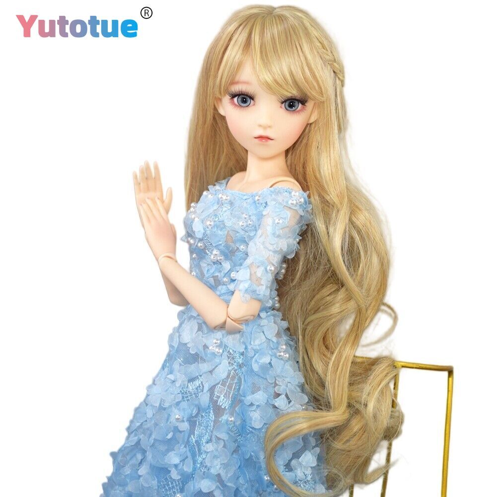 Yutotue 1/3 BJD Doll Toy 24 inch Female Doll Removable Blue Eyes Curly Wig Dress
