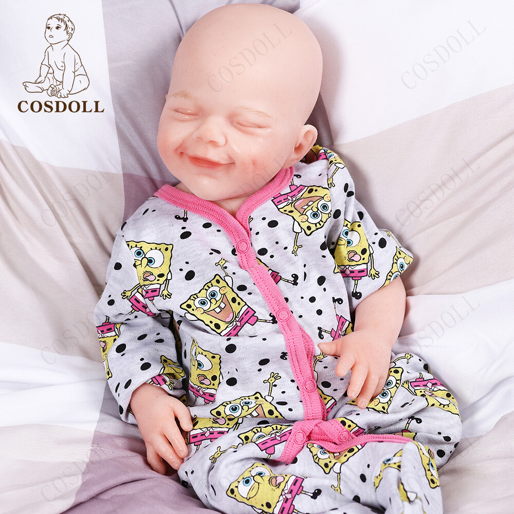 COSDOLL 18.5″ Drink-wet System Smiley Girl Reborn Baby Dolls Full Silicone Dolls