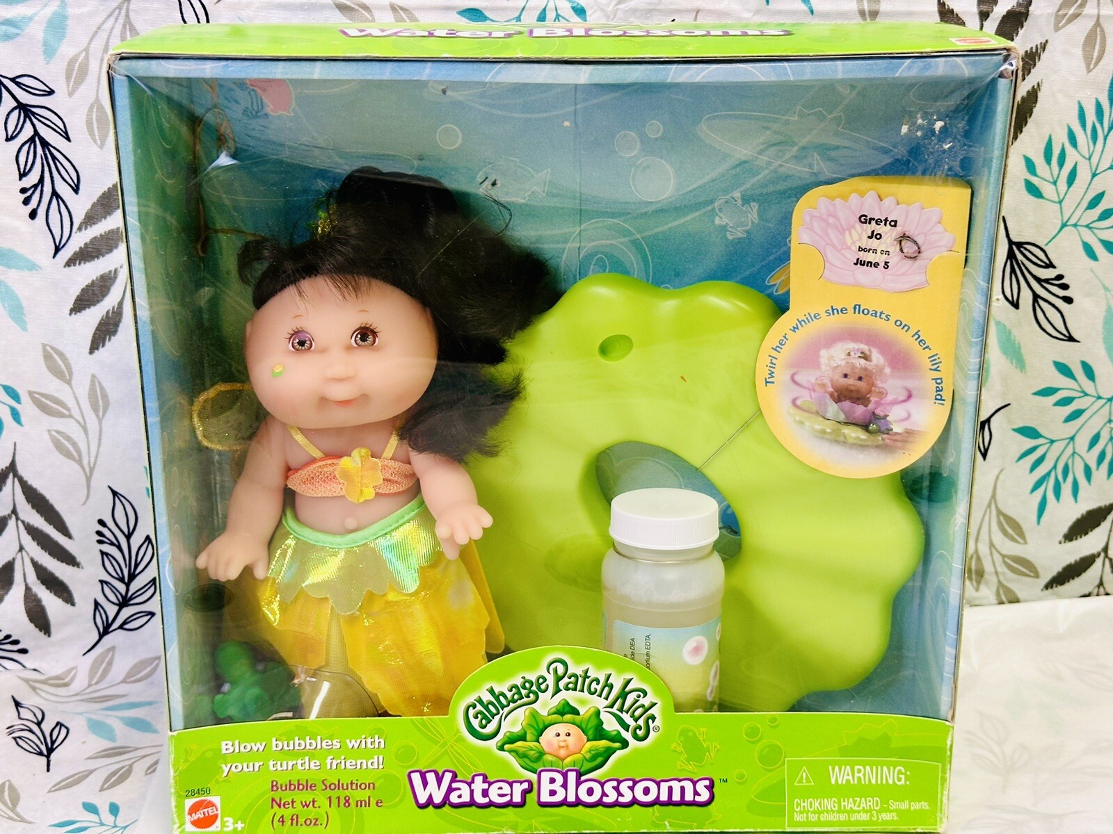 CABBAGE PATCH KIDS WATER BLOSSOMS 8” DOLL BUBBLE SET Greta Yo June 3