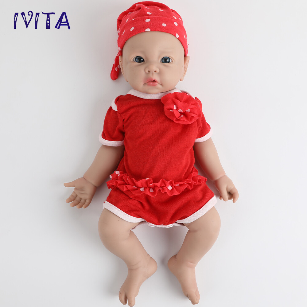 IVITA 17” Soft Silicone Reborn Baby Doll Realistic Girl Fullbody Silicone Doll