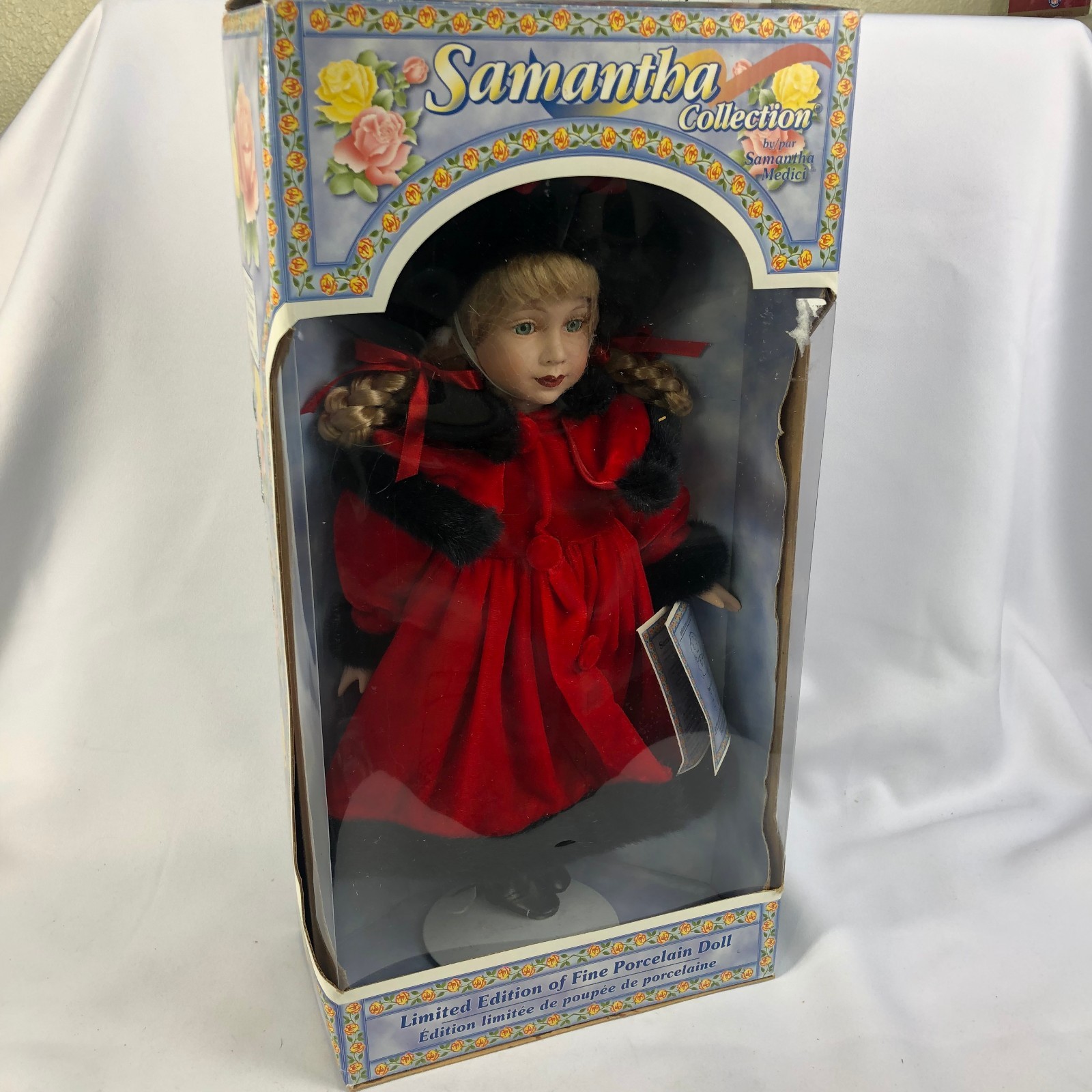 Vintage 1998 Samantha Medici Collection Porcelain Doll Red Coat Limited NIB