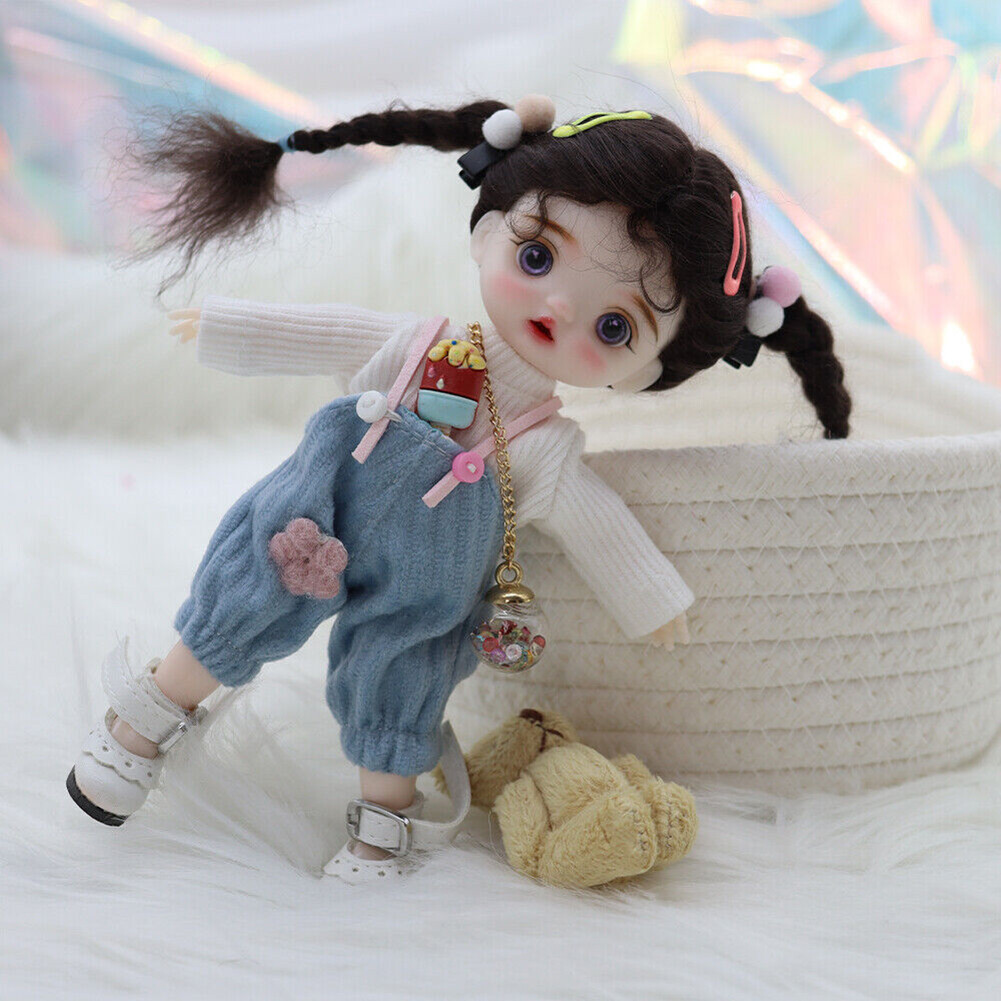 Mini 16cm Girl Doll Toy Cute Doll w/ Removable Clothes Outfits Wig Children Gift