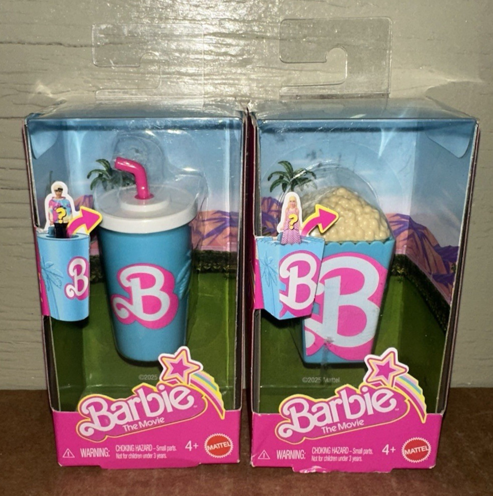 Mini BarbieLand Barbie Movie Doll Snack Lot Popcorn Soda Set Lot Action Figure