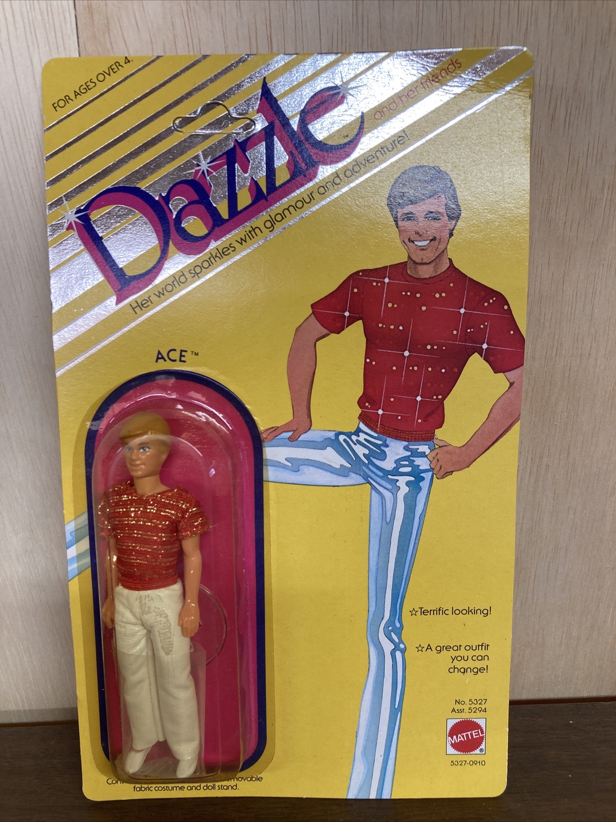 NOS 1982 Mattel Dazzle Doll ‘Ace’ #5327 Male Boyfriend Red Shirt