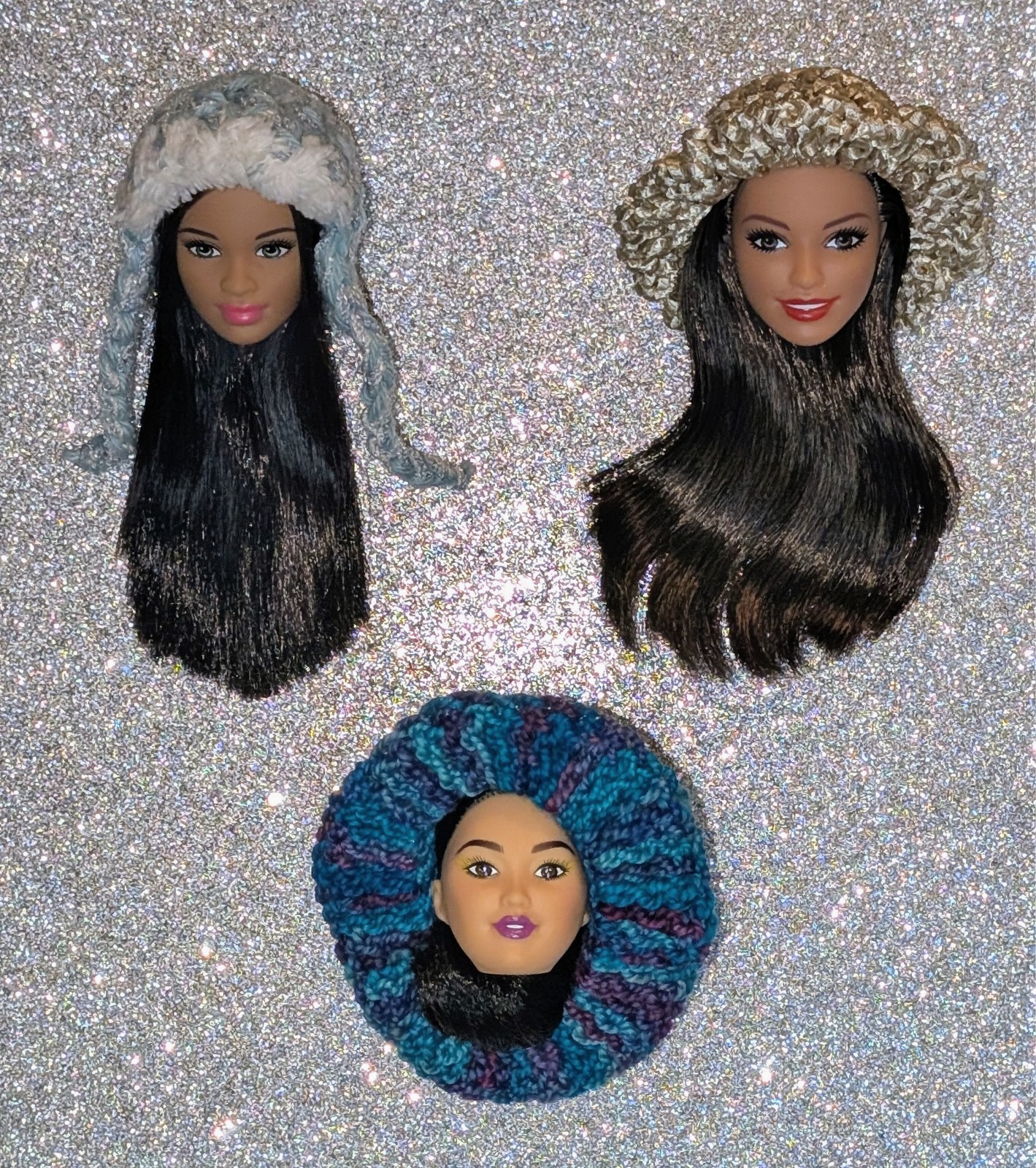 Barbie DOLL HEADS & HATS ONLY Lot of 3 BMR1959 Kira, Grace (RARE), News Reporter