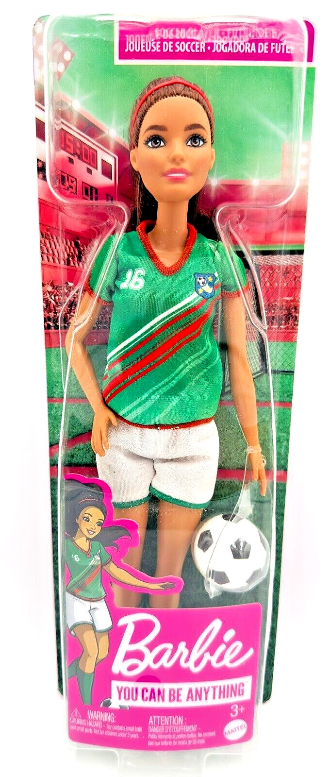 Mattel Barbie Doll Soccer Player Athlete Brown Hair Mexico Shirt (SH8)