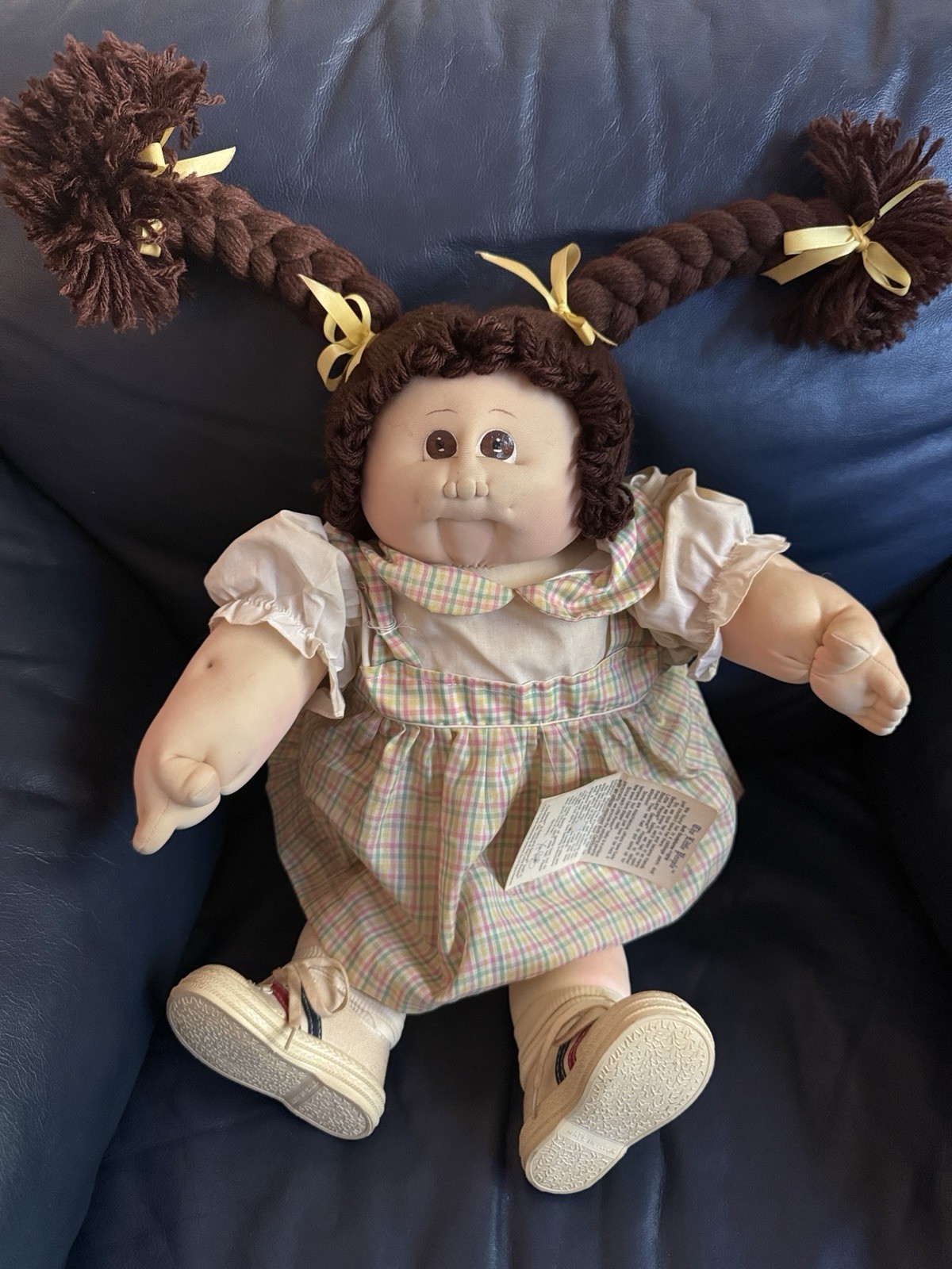 Original Xavier Roberts Soft Sculpture Brunette Stiff Braids 1979 Little People