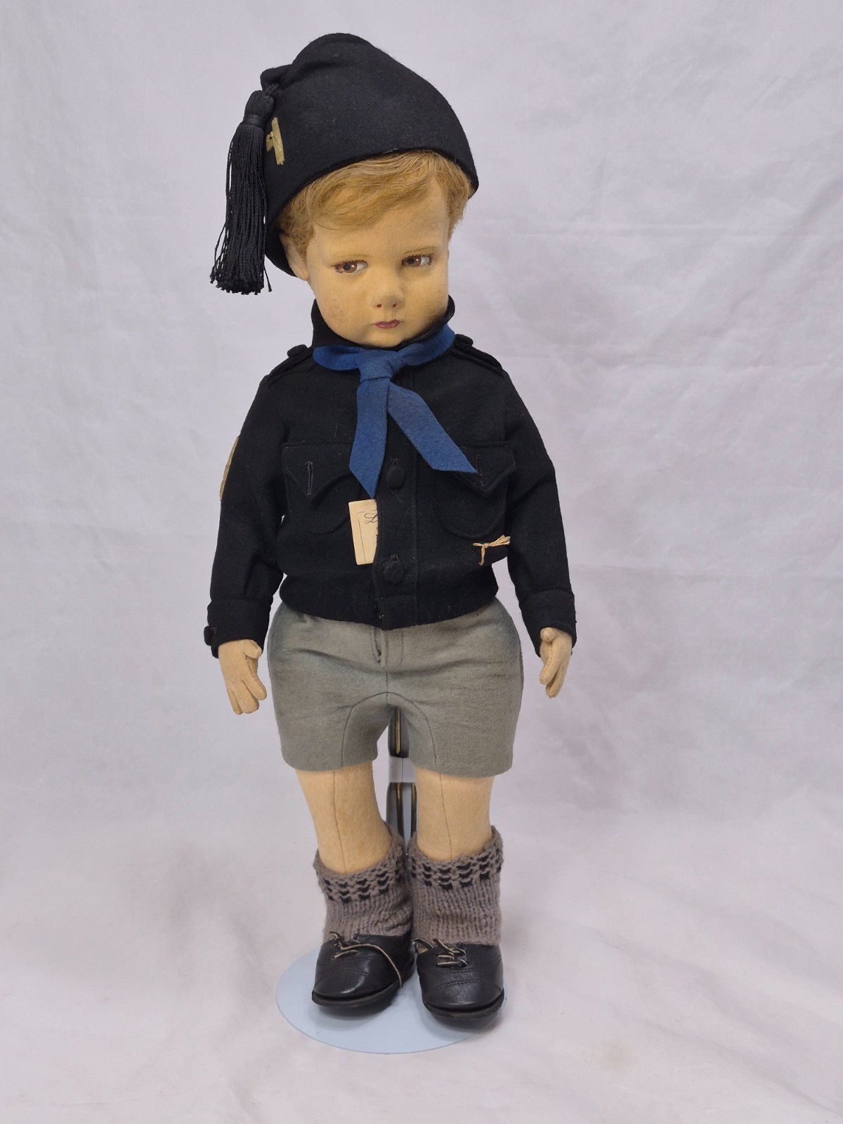 Vintage 17″ Italian Fascist Youth Lenci Doll w/Tag 300 13 Series Italy c1930s