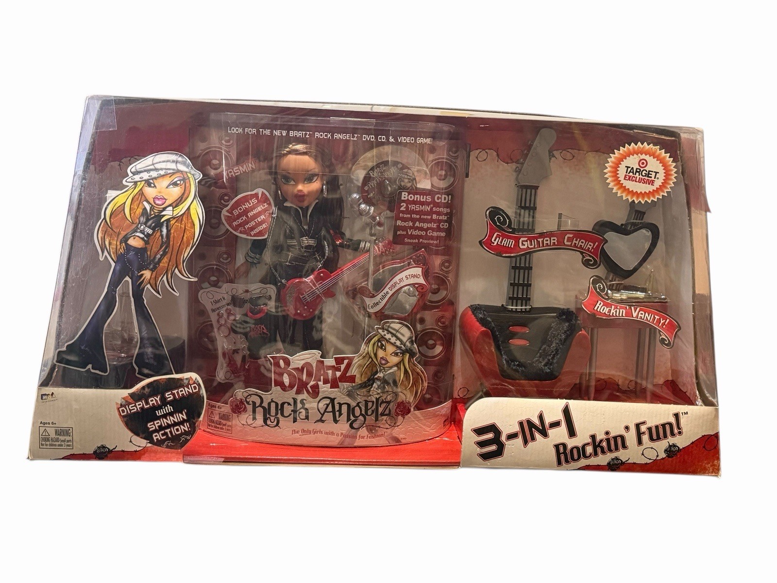 Rare 2005 Bratz ROCK ANGELZ Yasmin ROCKIN FUN 3-IN-1 Target Doll