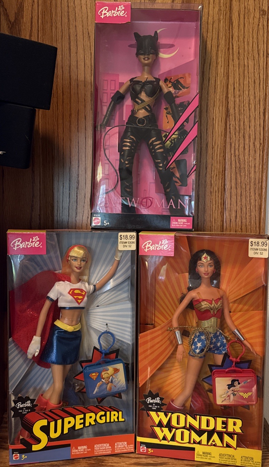 New DC Comics Super Hero Barbie Dolls LOT OF 3 Supergirl Wonder Woman & Catwoman
