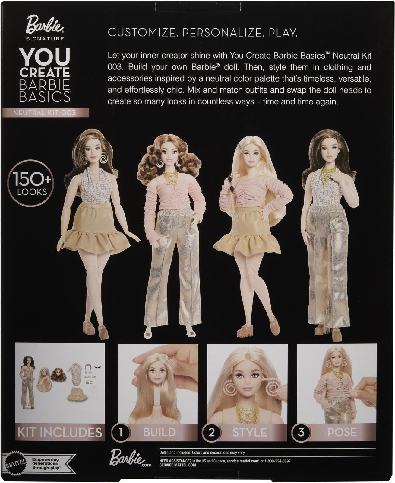 Barbie Basics You Create Neutral Kit w/ Customizable Doll, 2 Extra Heads & More
