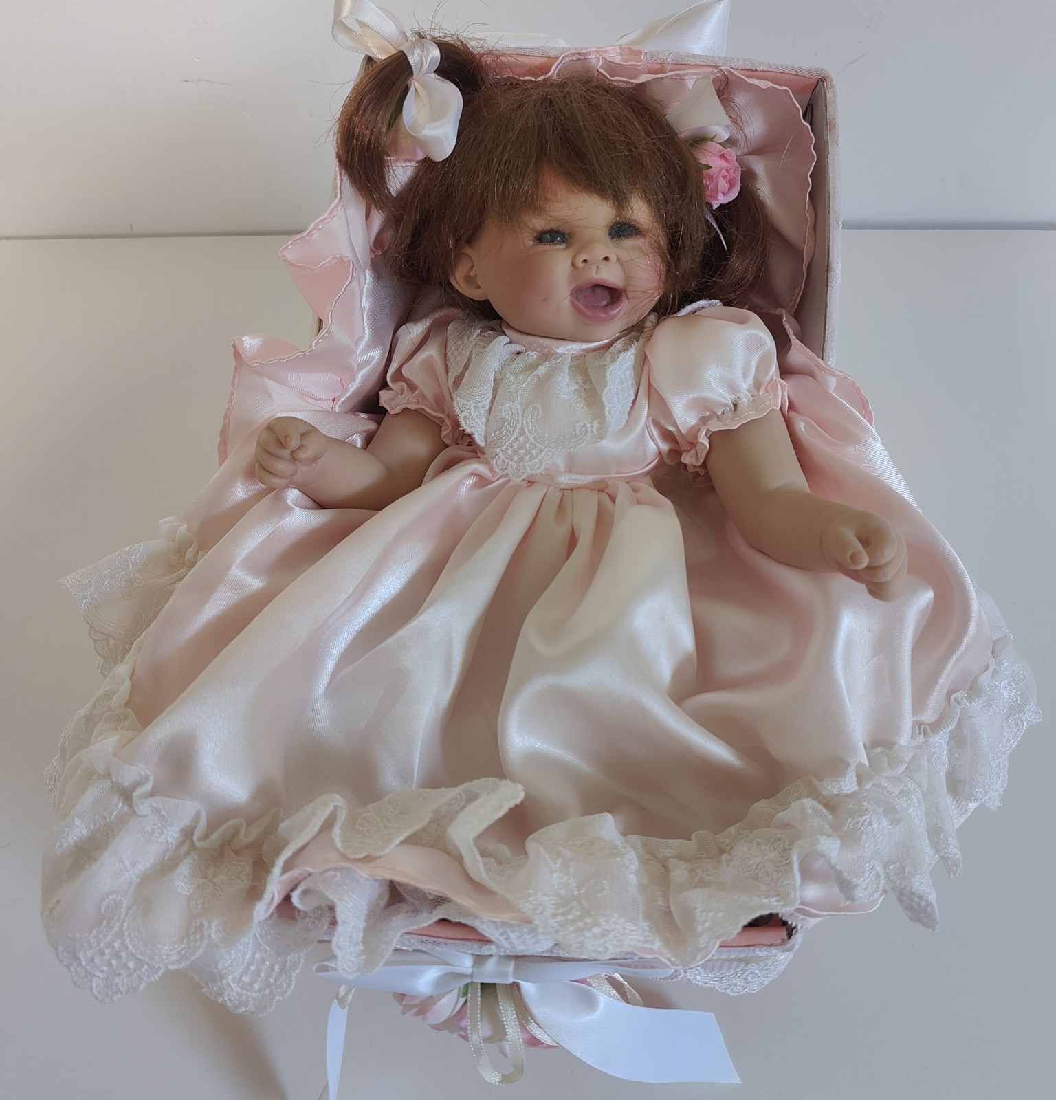 Adora Toddler Time Vinyl Baby Doll Laughing Face With Bassinet Bean Filled Body