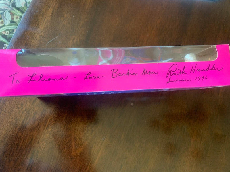Olympic Barbie 1996 Sealed Ruth Handler Signed Inscription on Box Autograph