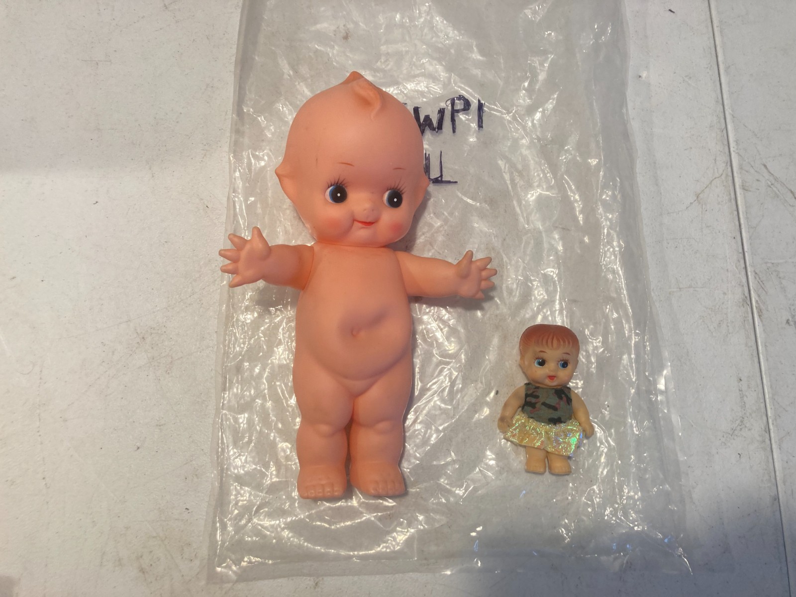 Vintage Kewpie Doll Lot of 2 Rubber Vinyl Mini Baby Dolls Collectible Japan Styl