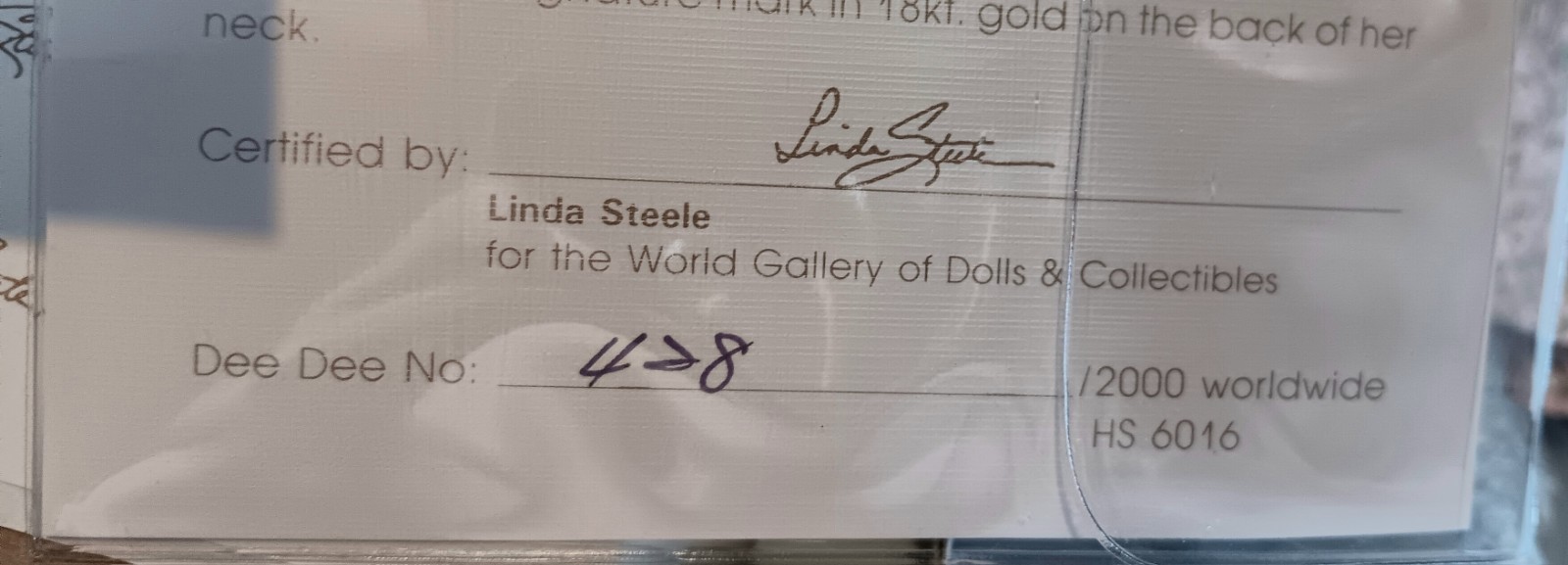NIB LINDA STEELE 17 in DEE DEE PORCELAIN GIRL DOLL WORLD GALLERY CLOSED LTD ED