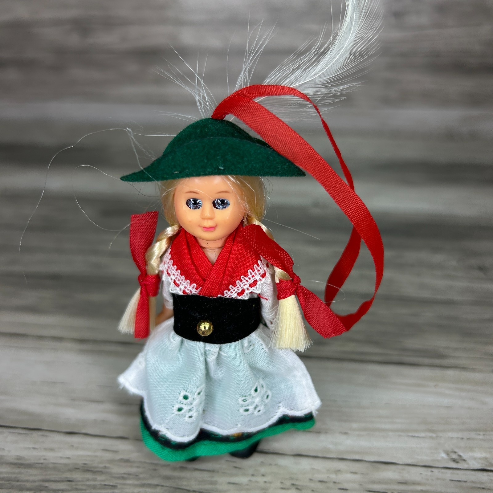 Original Schneider Germany Bavarian Trachten Doll Ornament Girl Sleep Eye