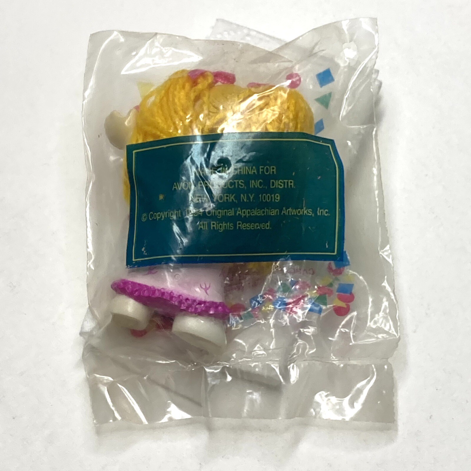 Avon Cabbage Patch Doll Mini Figure New Old Stock Girl Blonde Pigtails Pink Bow