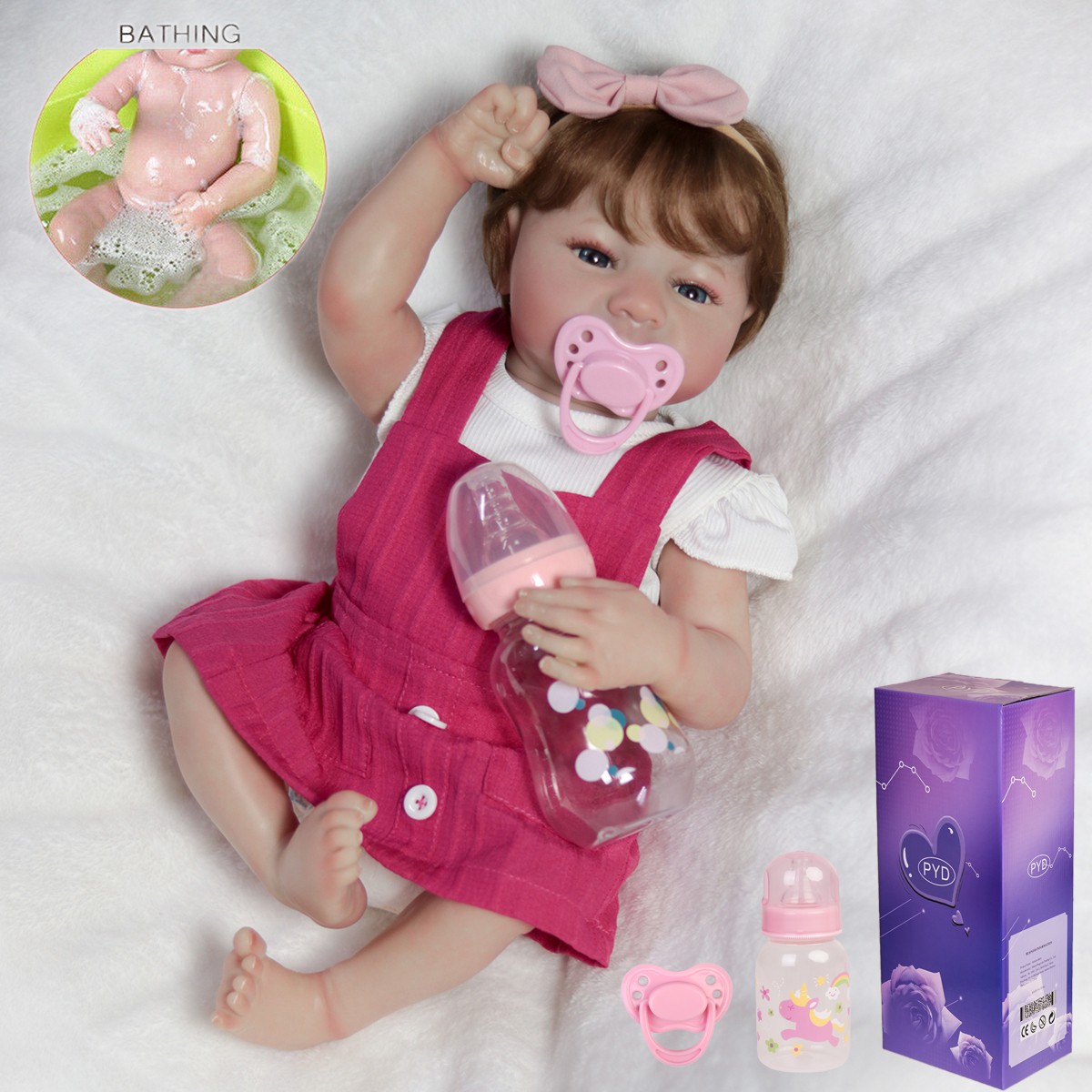 Lifelike Waterproof Reborn Dolls Full Body Vinyl Silicone Newborn Baby Girl Gift