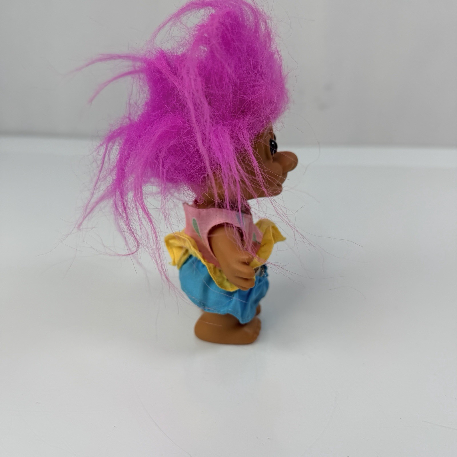 Vtg 90s Russ Mini Easter Troll 4” inch Pink Hair Toy Colorful Outfit