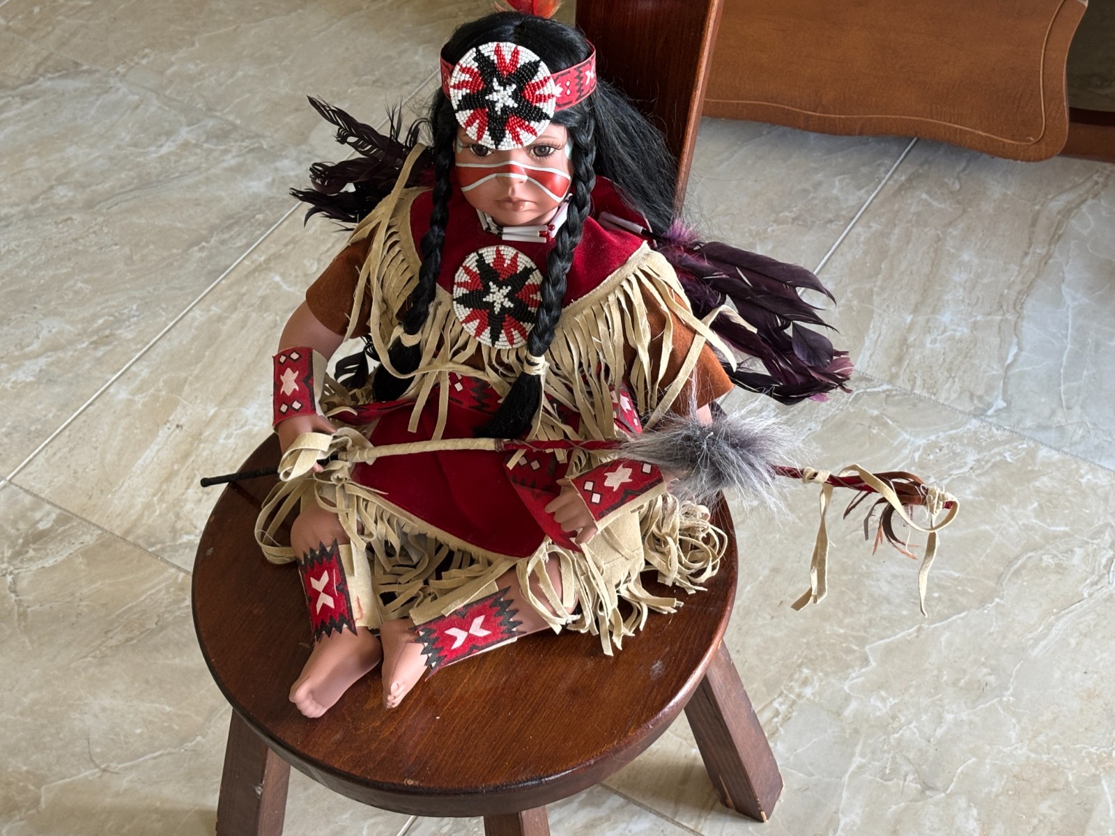 Timeless Collection Native American Doll Fine Bisque Porcelain