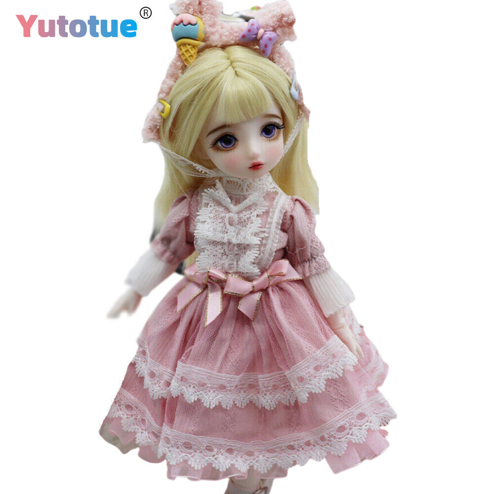 Yutotue 12 inch Height 22 Joints Body Girl Doll w/ Clothes Shoes Blonde Wig Set