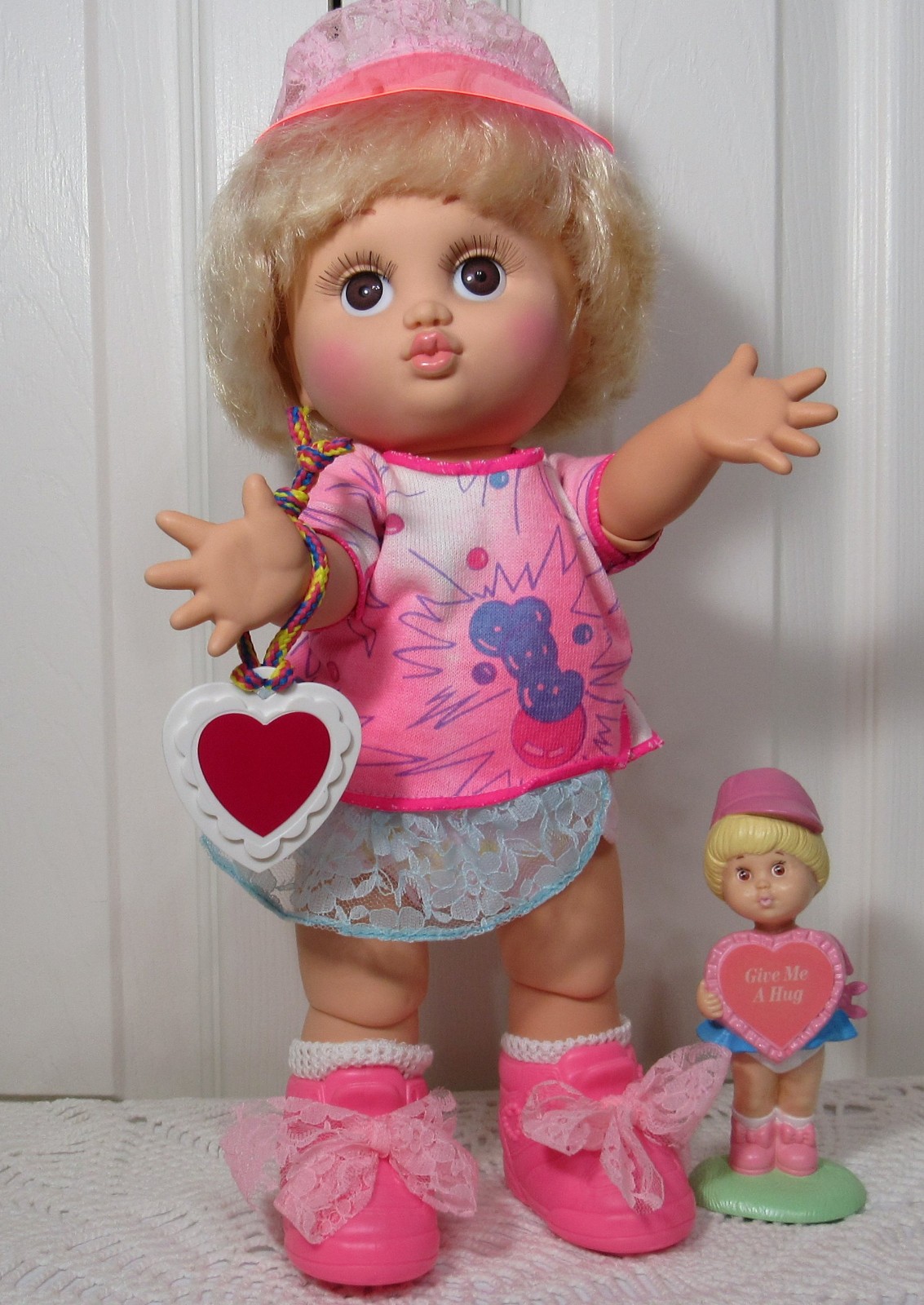 MINT Vintage 1990 Canadian Galoob BABY FACE DOLL So Loving Laura #4 + Mini PVC