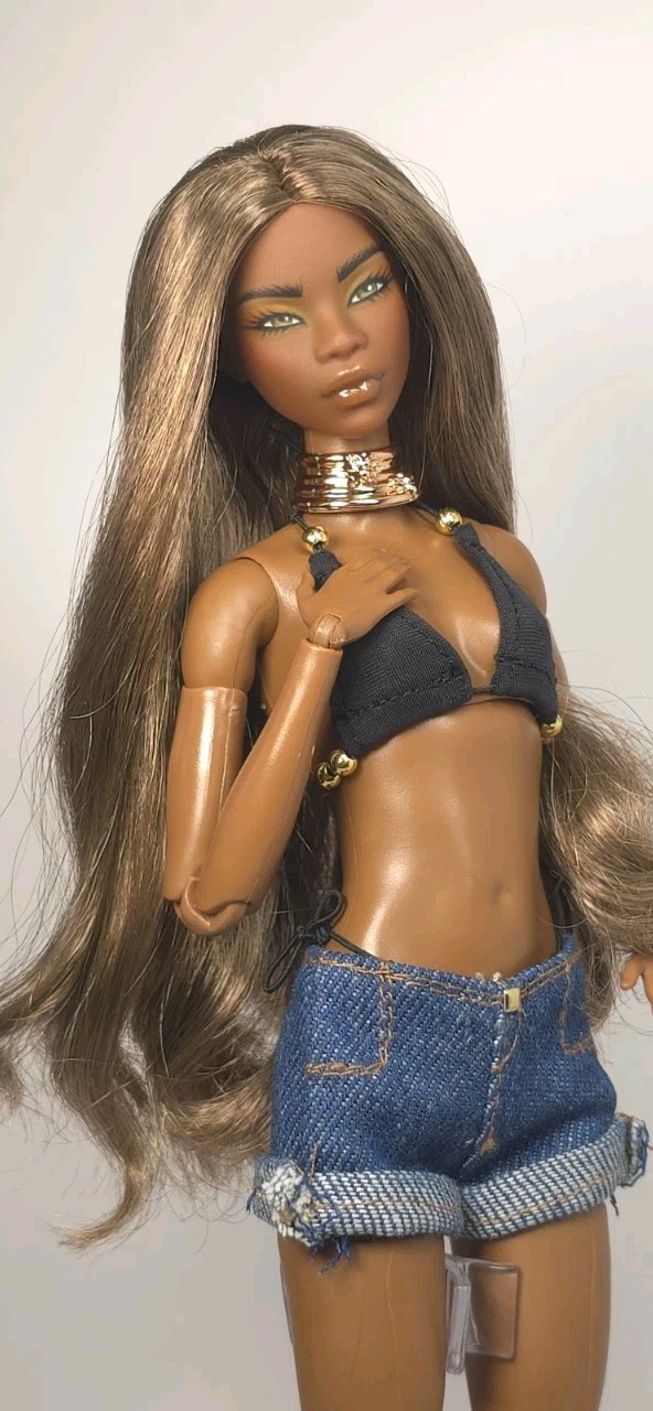 OOAK Custom Repaint Black African American Barbie Tamika facesculpt Made To Move