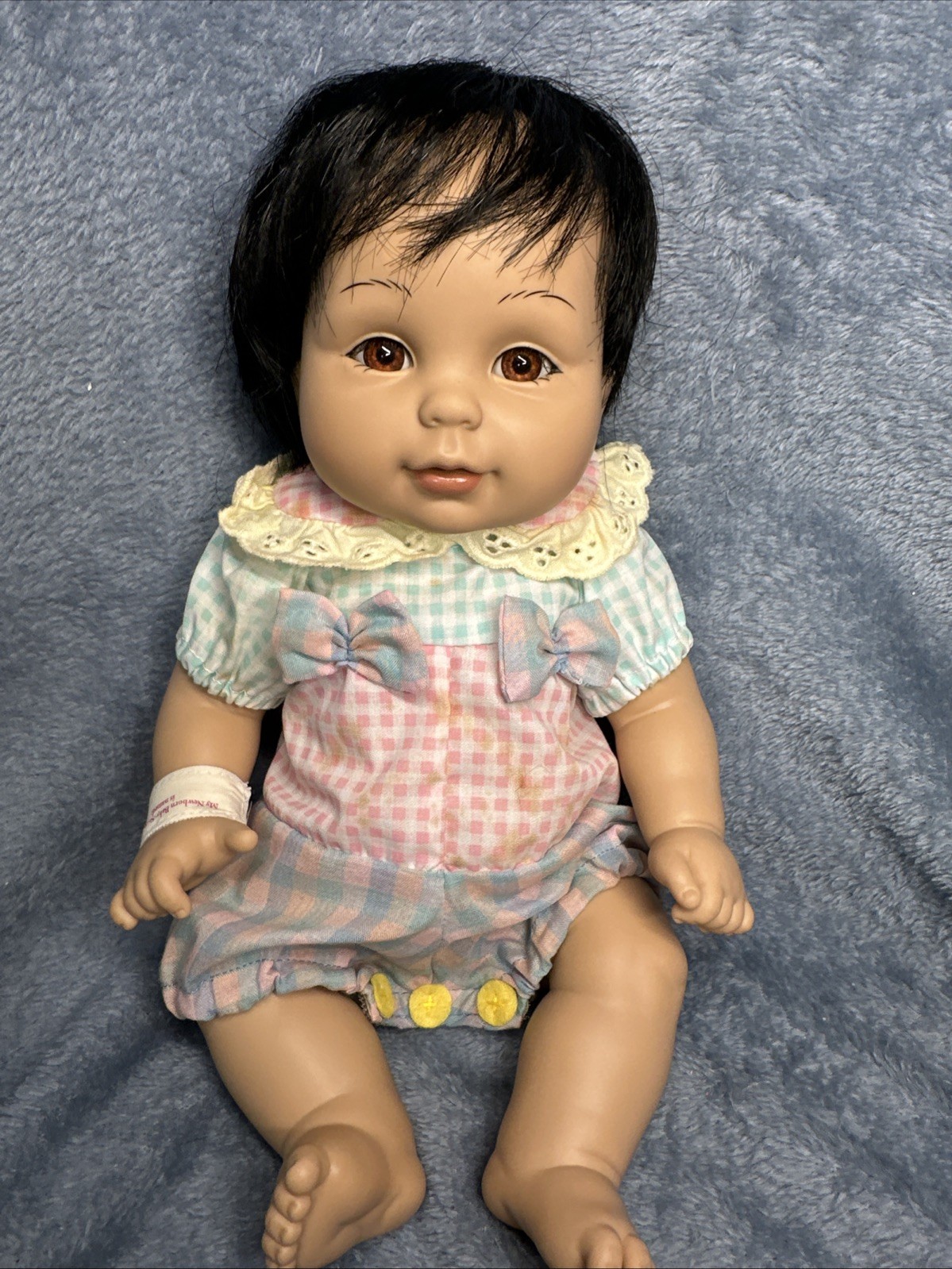Vintage 1995 Playmates Baby So Beautiful Doll Asian Newborn Black Hair Brown Eye