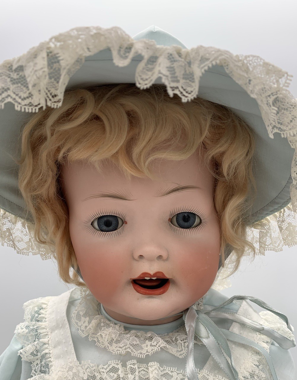 Kley & Hahn 176 Life Size Bisque Character Baby Doll 26” Blue Sleep Eyes Wobble