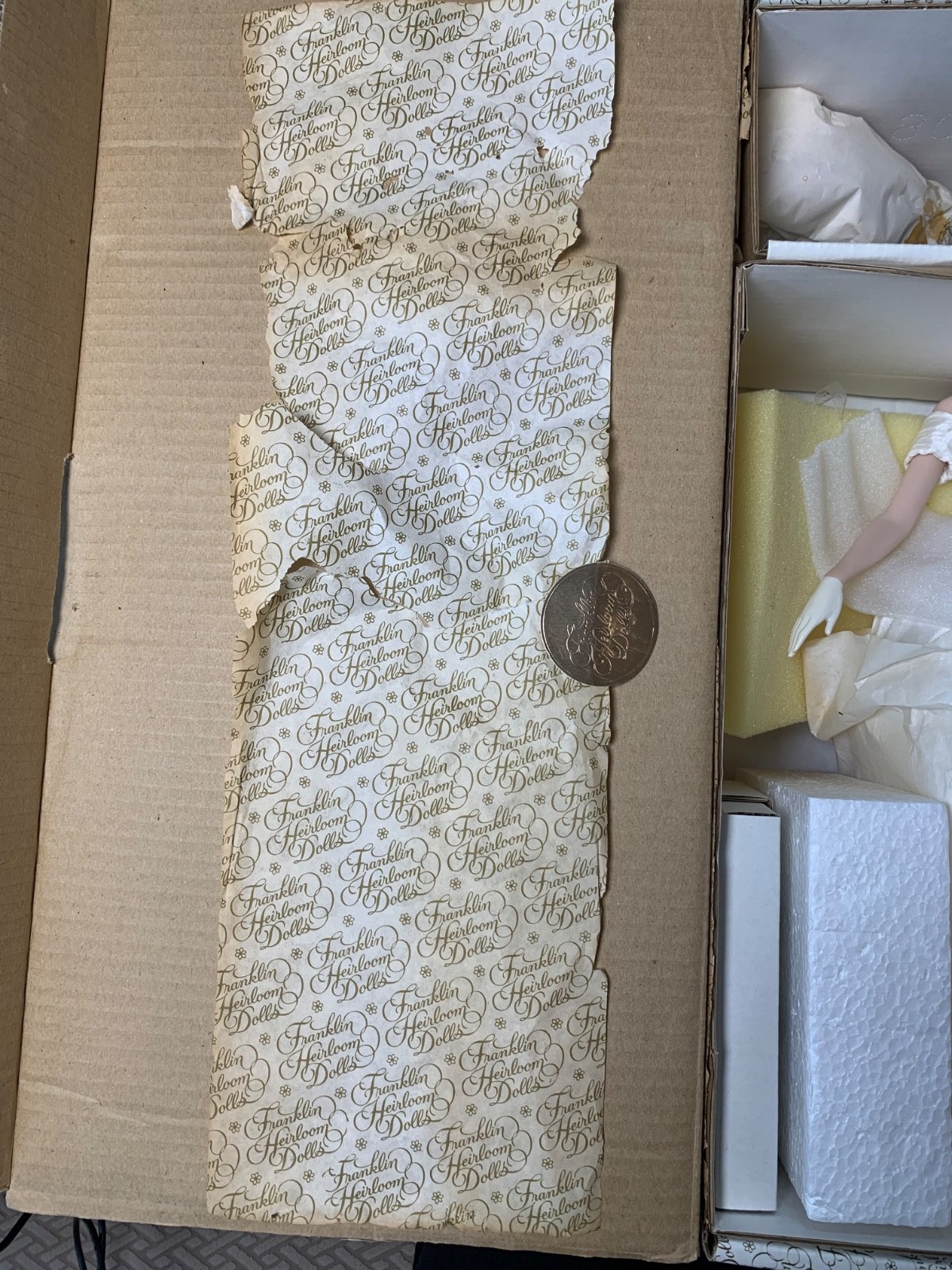Franklin Heirloom Porcelain Doll – NRFB (Never Removed From Box) – Unsealed Box