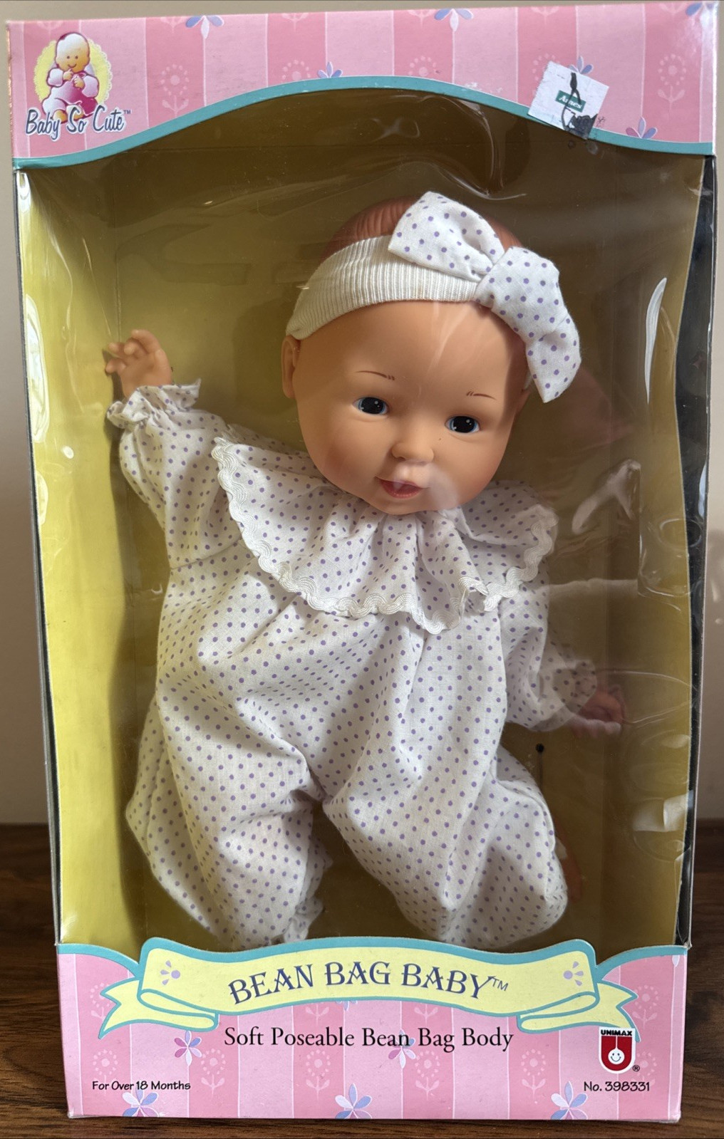 VNTG 1996 Unimax Bean Bag Baby Doll NIB No. 398331 Soft Poseable Body Rare HTF