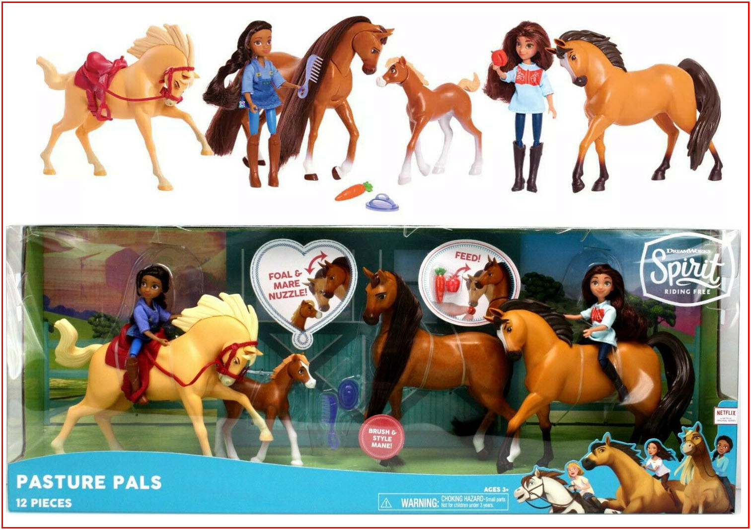 4 HORSE 2 DOLL- Spirit Riding Free LUCKY PRU Dolls + Spirit & Linda Chica Horses