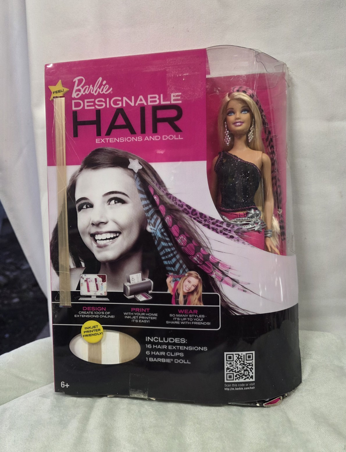 Mattel Barbie Designable Hair Doll Playset 23pcs Hair Extensions Clips 2011