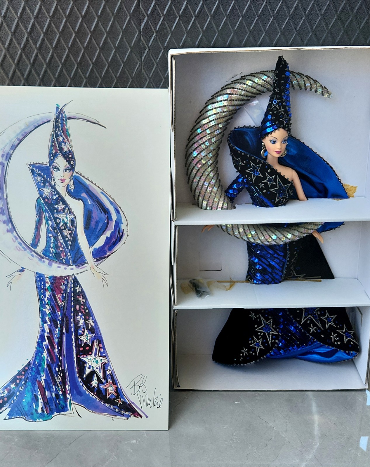 1996 Moon Goddess Barbie Doll by BOB MACKIE Handmade Sequins Mattel 14105