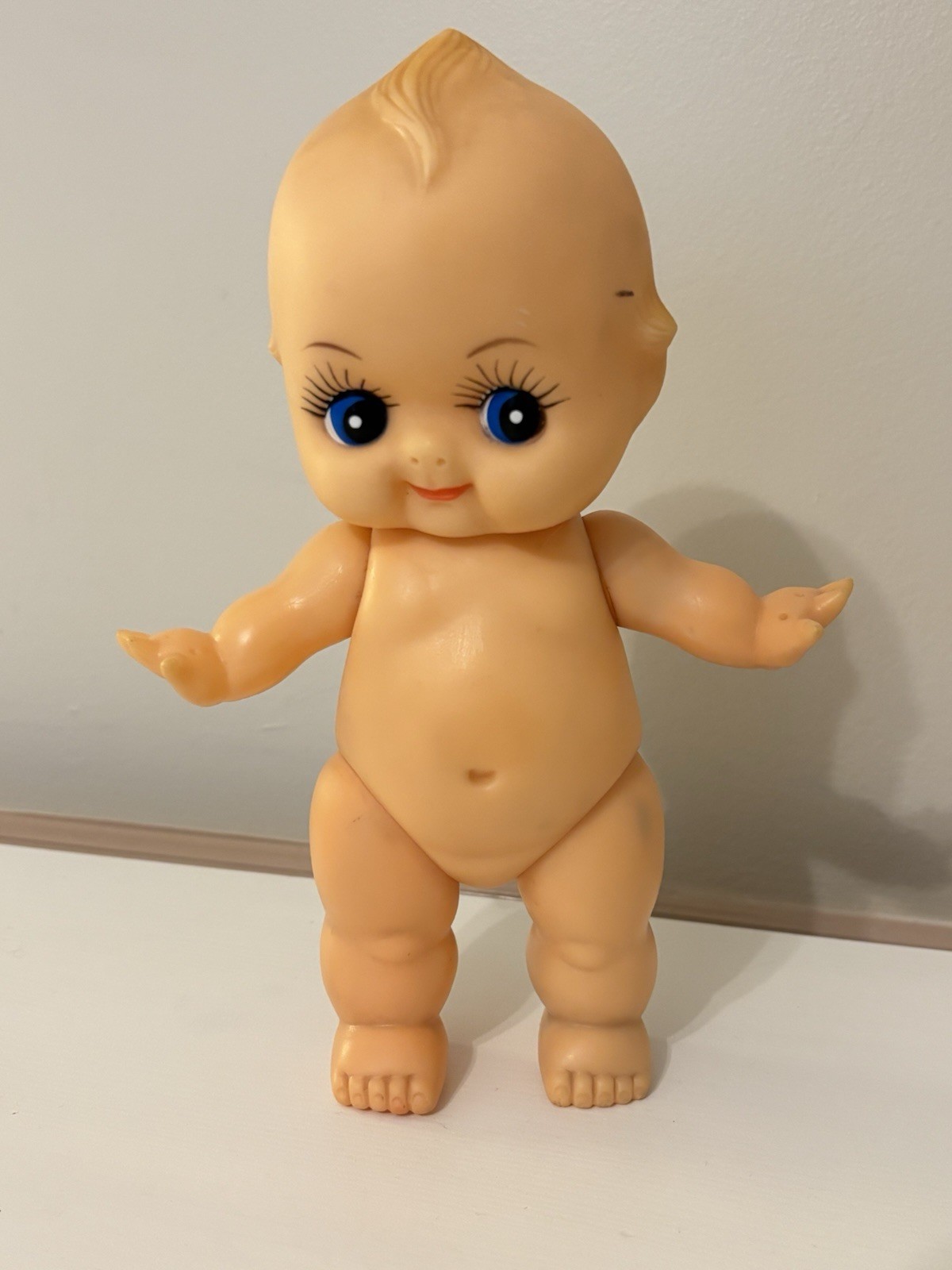 Vintage 8” Kewpie Doll Posable Rubber Vinyl Blue Eyes Jointed Arms Legs & Head