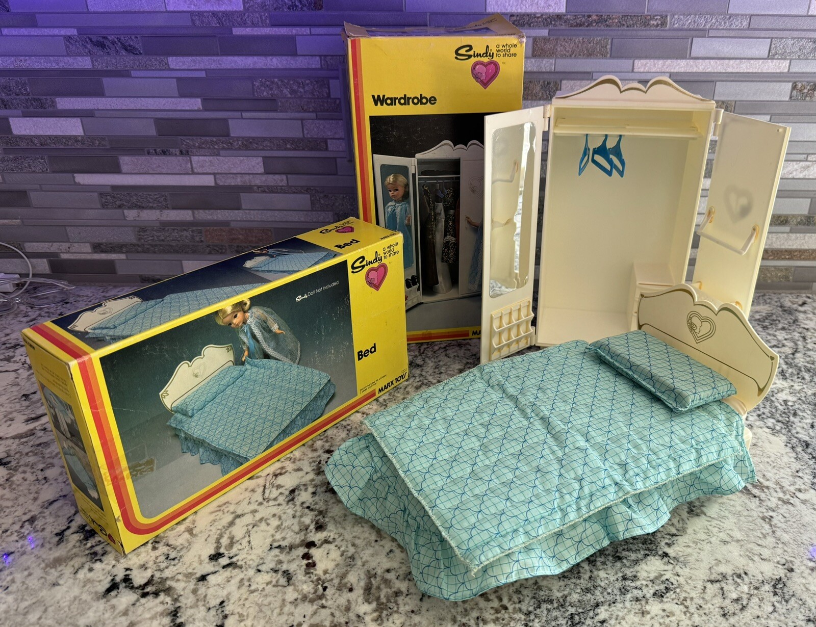1978 Marx Toys SINDY Bed And Wardrobe In Box *Great Condition*
