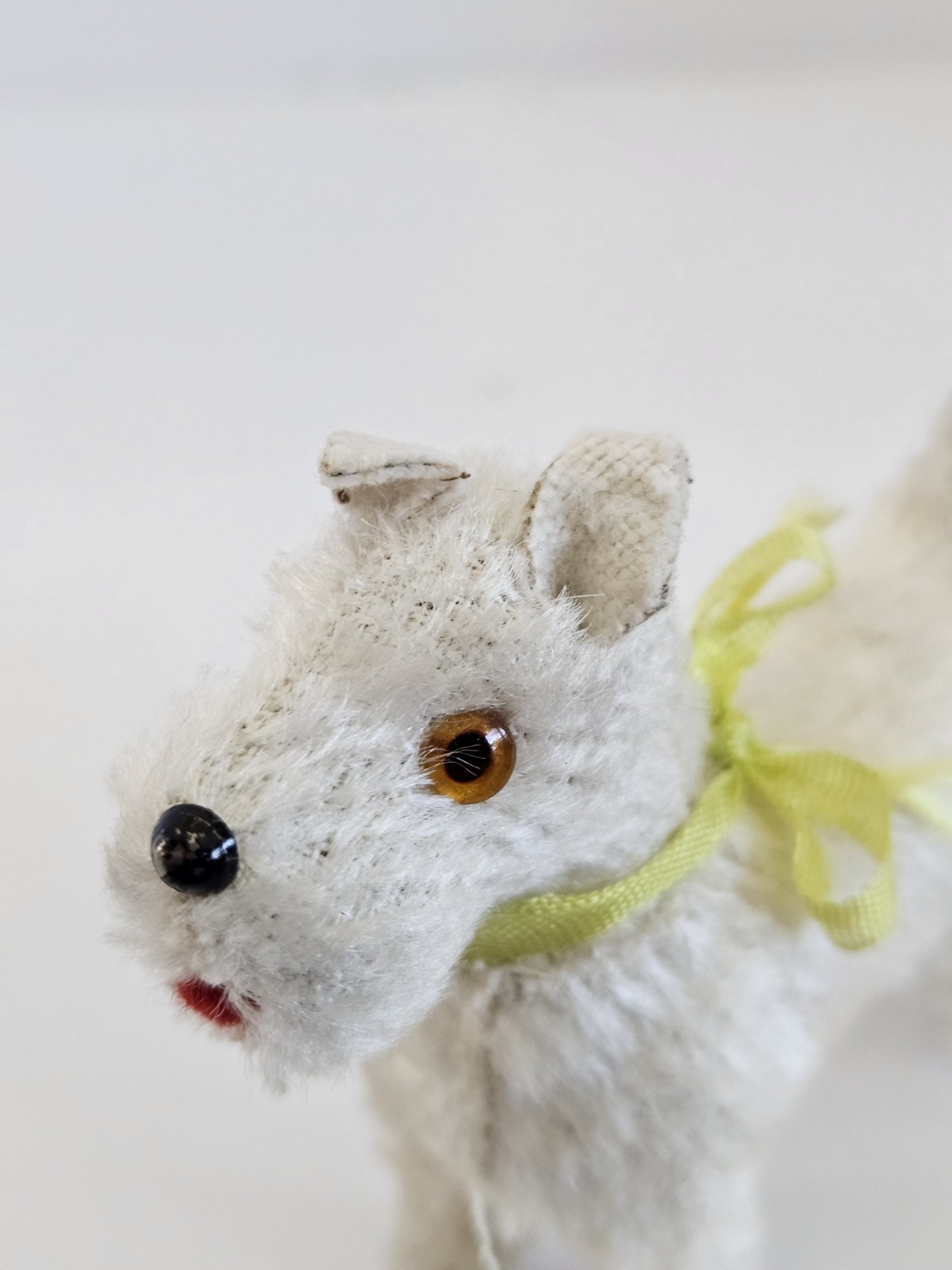 Vintage Scottish Terrier “Salon Dog” Amber Glass Eyes, Black Button Nose. White