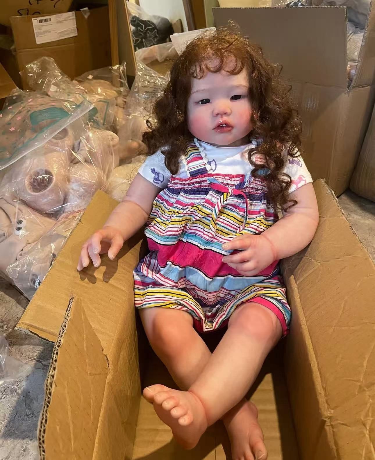 28inch Realistic Pretty Toddler Girl Reborn Baby Doll Hand-Rooted Hair Toy Gifts