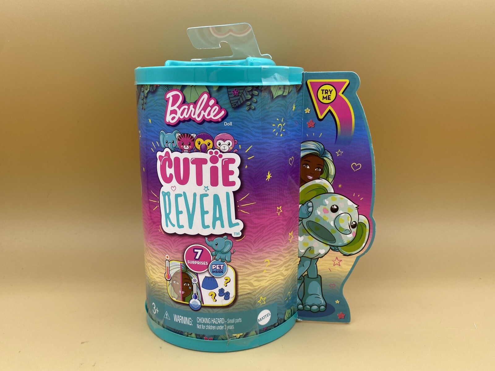 Barbie Doll Cutie Reveal Jungle Series Elephant Pet 7 Surprises Mattel